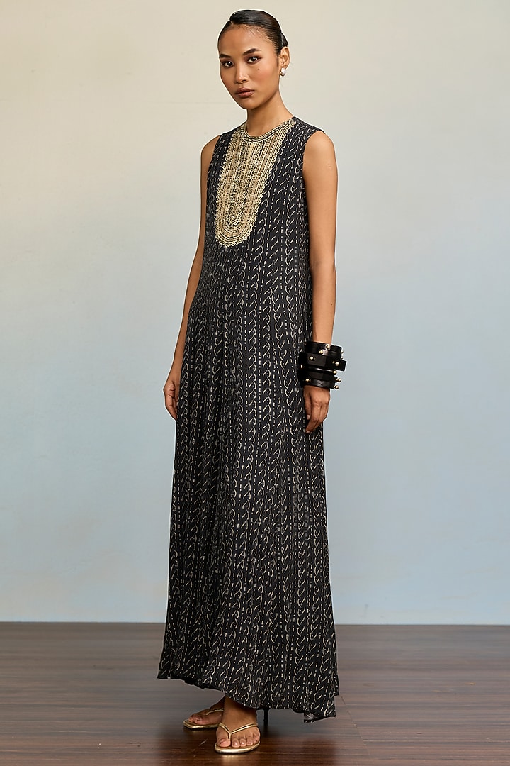 Black Rayon Crepe Jumpsuit by Ritu Kumar at Pernia's Pop Up Shop