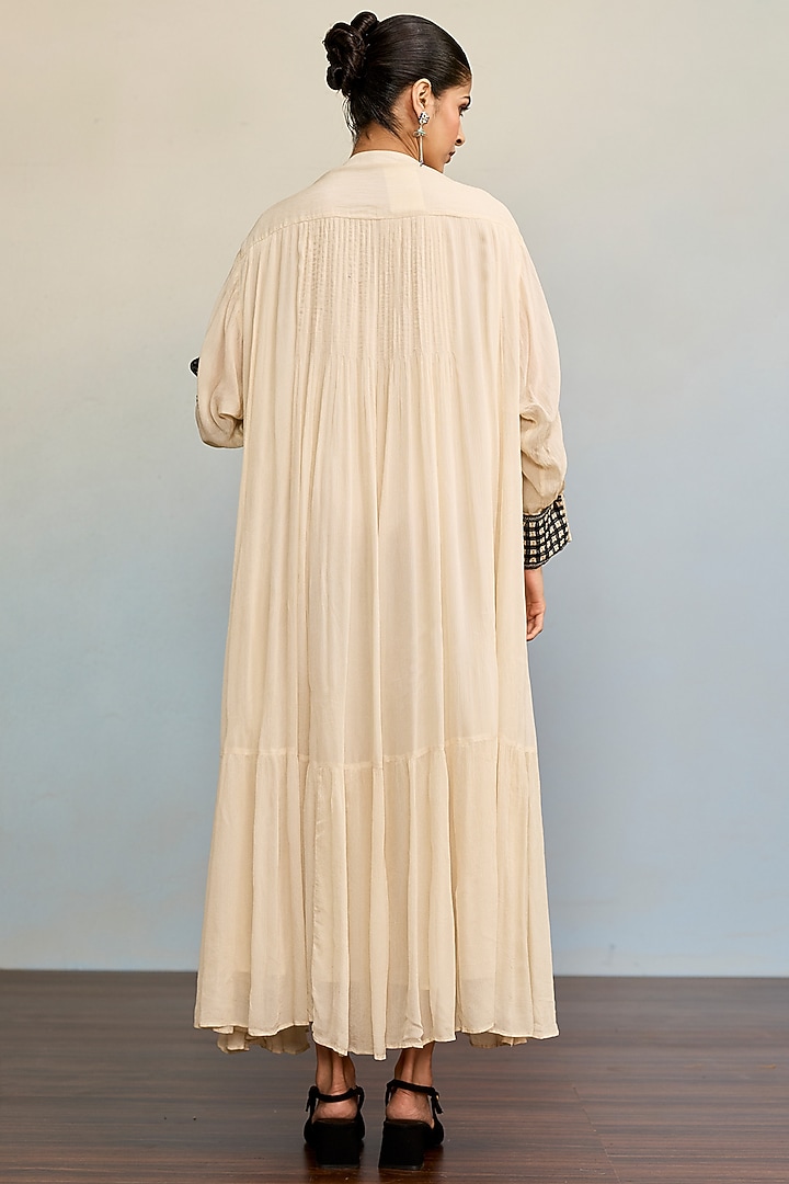 Beige Viscose Chinon Maxi Vacation Dress by Ritu Kumar at Pernia's Pop Up Shop