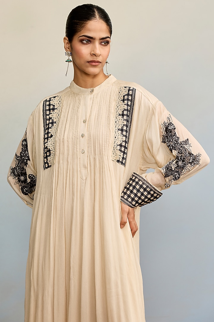 Beige Viscose Chinon Maxi Vacation Dress by Ritu Kumar at Pernia's Pop Up Shop