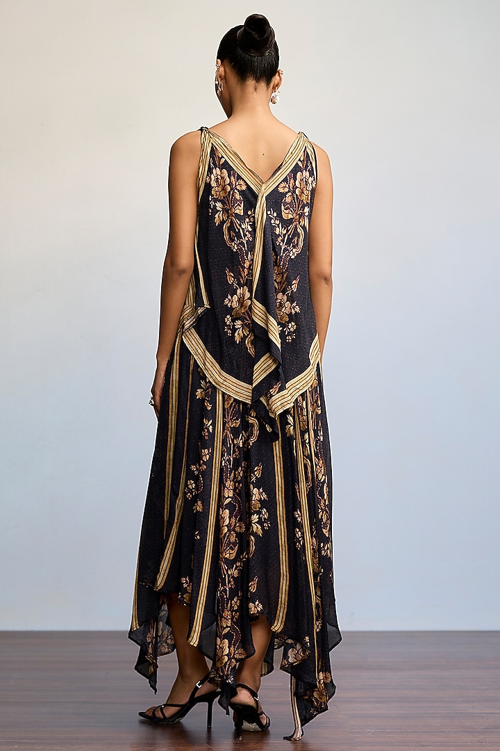 Black Viscose Chinon Maxi Summer Dress by Ritu Kumar at Pernia's Pop Up Shop