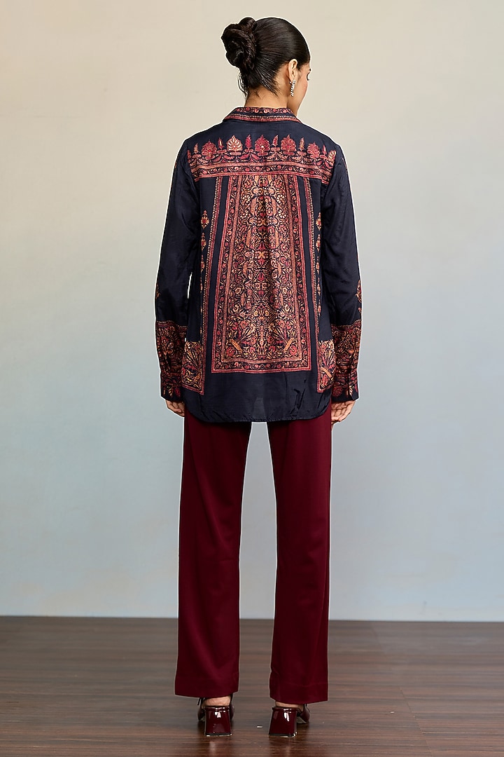 Blue Viscose Dupion Shirt by Ritu Kumar at Pernia's Pop Up Shop