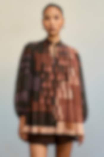 Brown Polyester Georgette Top With Camisole by Ritu Kumar at Pernia's Pop Up Shop