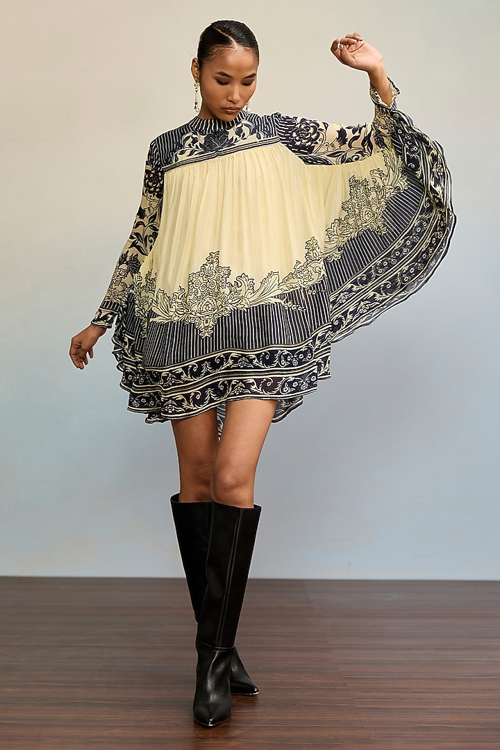 Black & White Viscose Chinon Top by Ritu Kumar at Pernia's Pop Up Shop