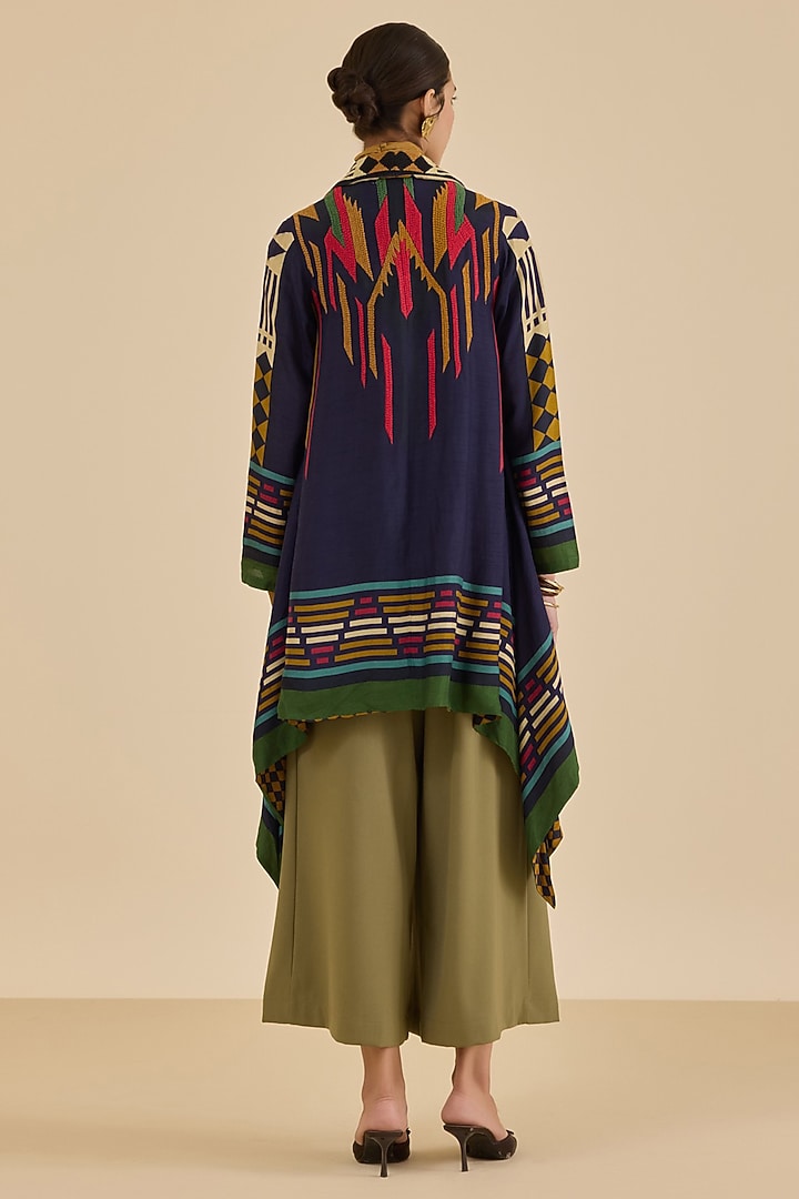 Blue Viscose & Georgette Shrug by Ritu Kumar at Pernia's Pop Up Shop