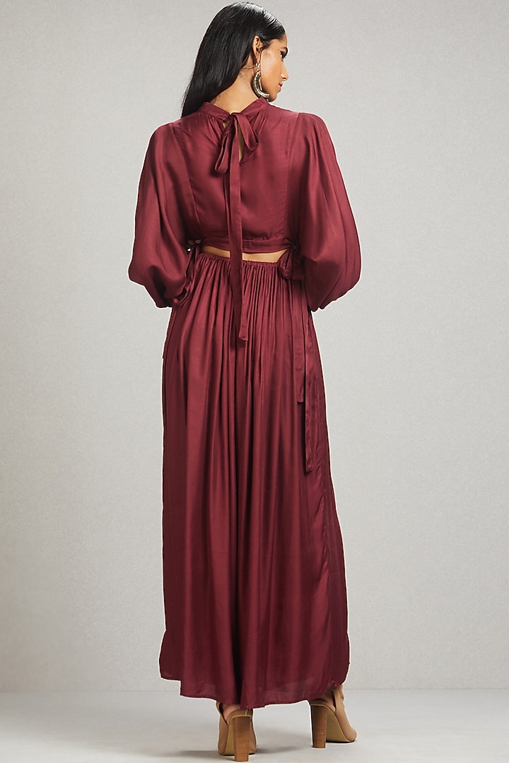 Plum Maxi Summer Dress With Tie-Up by Ritu Kumar at Pernia's Pop Up Shop