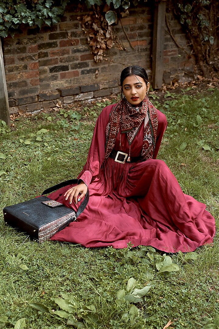 Plum Maxi Summer Dress With Tie-Up by Ritu Kumar at Pernia's Pop Up Shop