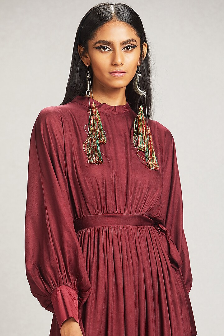Plum Maxi Summer Dress With Tie-Up by Ritu Kumar at Pernia's Pop Up Shop