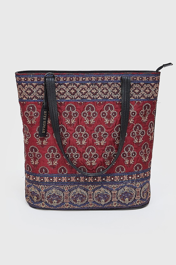 Wine Printed Tote Bag by Ritu Kumar at Pernia's Pop Up Shop