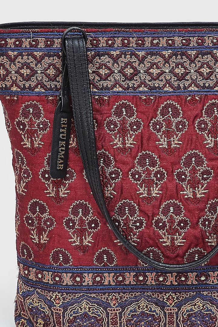 Wine Printed Tote Bag by Ritu Kumar at Pernia's Pop Up Shop