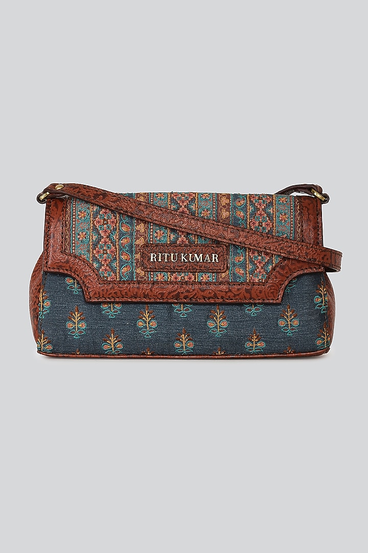 Dark Brown Printed Sling Bag by Ritu Kumar at Pernia's Pop Up Shop