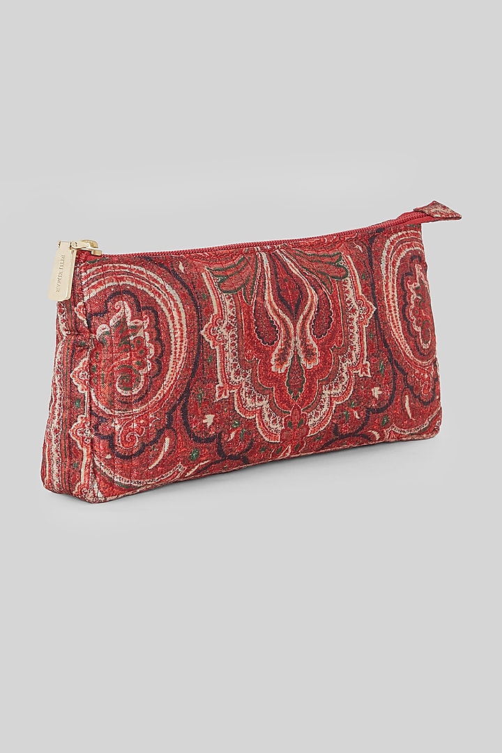 Maroon Printed Flat Pouch by Ritu Kumar at Pernia's Pop Up Shop