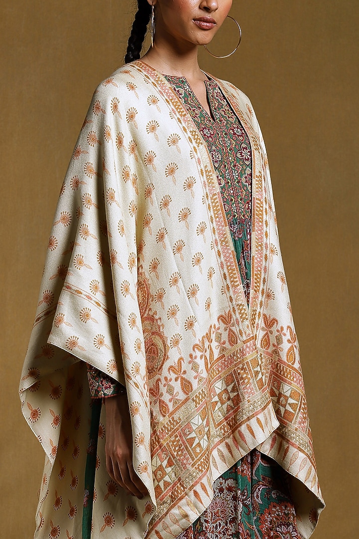 Beige Printed Shrug by Ritu Kumar at Pernia's Pop Up Shop