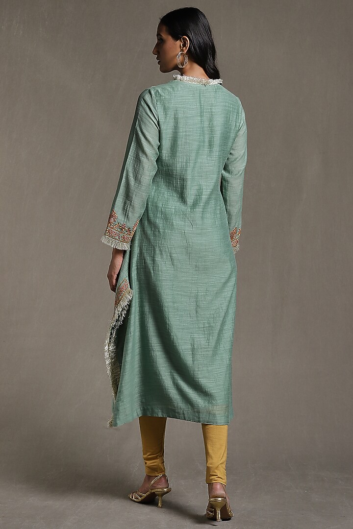 Green Embroidered Kurta Set by Ritu Kumar at Pernia's Pop Up Shop
