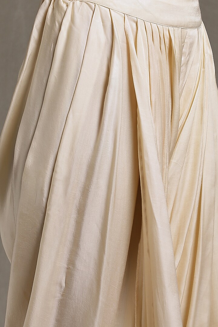Ecru Satin Dhoti Pants by Ritu Kumar at Pernia's Pop Up Shop