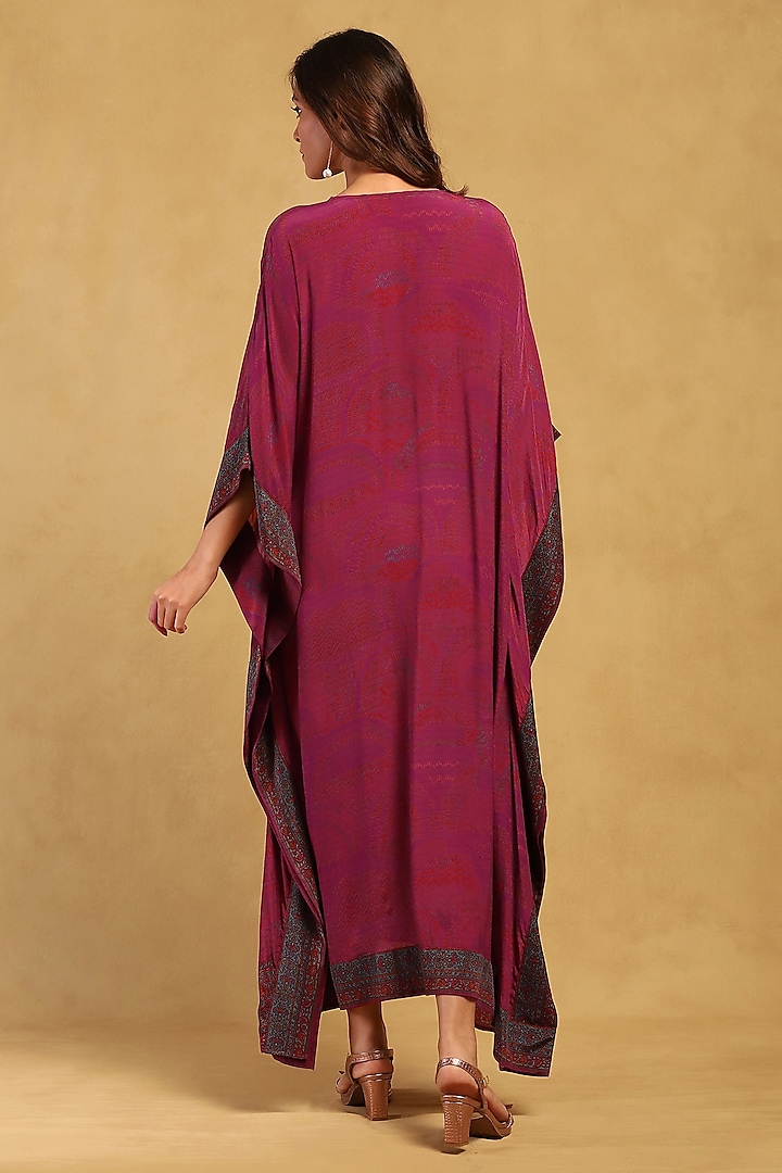Pink Viscose Crepe Paisley Printed Kaftan by Ritu Kumar at Pernia's Pop Up Shop
