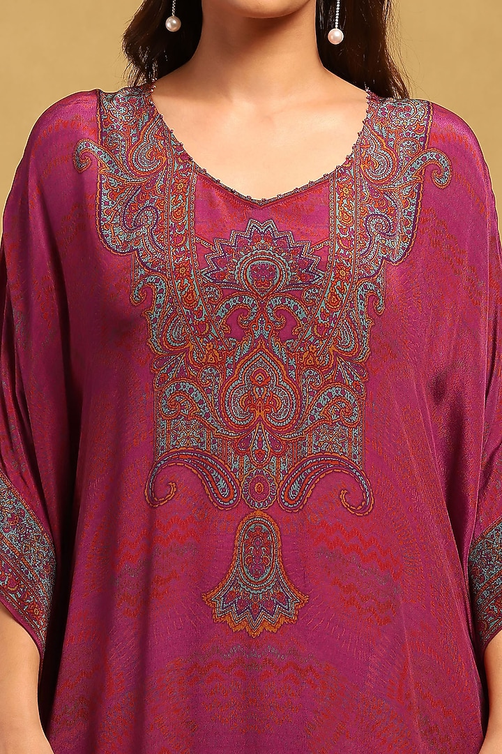 Pink Viscose Crepe Paisley Printed Kaftan by Ritu Kumar at Pernia's Pop Up Shop