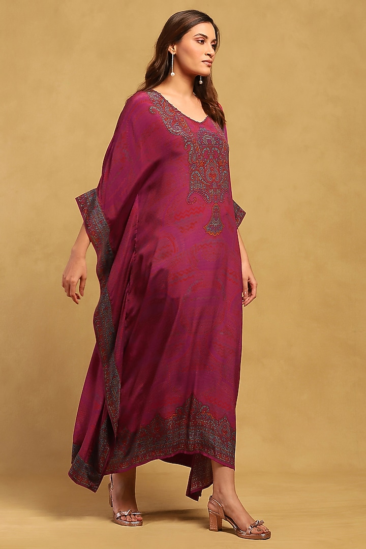 Pink Viscose Crepe Paisley Printed Kaftan by Ritu Kumar at Pernia's Pop Up Shop