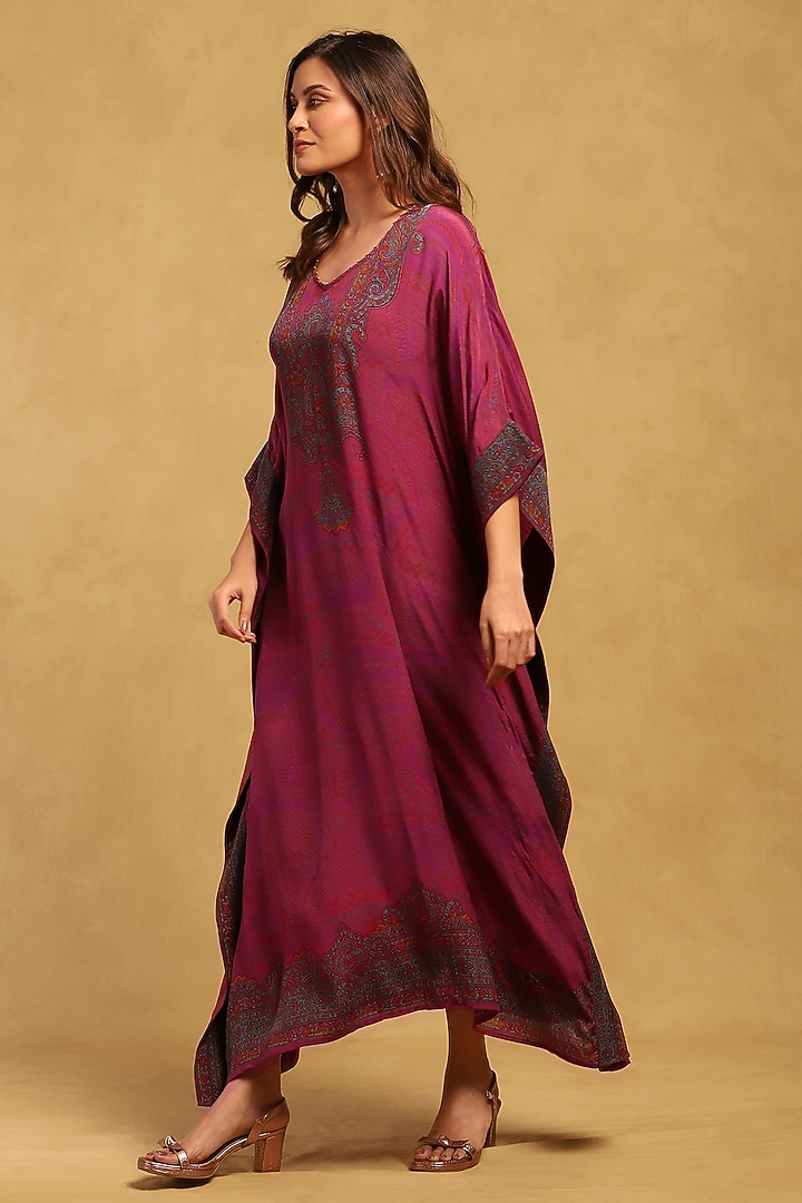 Pink Viscose Crepe Paisley Printed Kaftan by Ritu Kumar at Pernia's Pop Up Shop