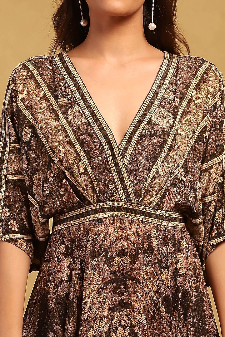 Black Viscose Crepe Floral Printed Maxi Summer Dress by Ritu Kumar at Pernia's Pop Up Shop