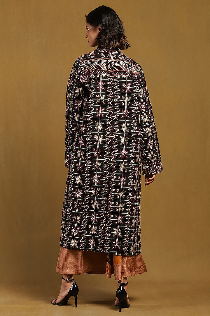 Black Silk Embroidered Jacket by Ritu Kumar at Pernia's Pop Up Shop