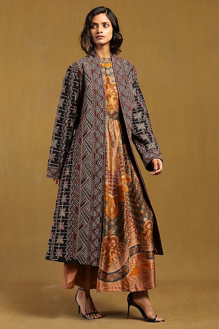 Black Silk Embroidered Jacket by Ritu Kumar at Pernia's Pop Up Shop