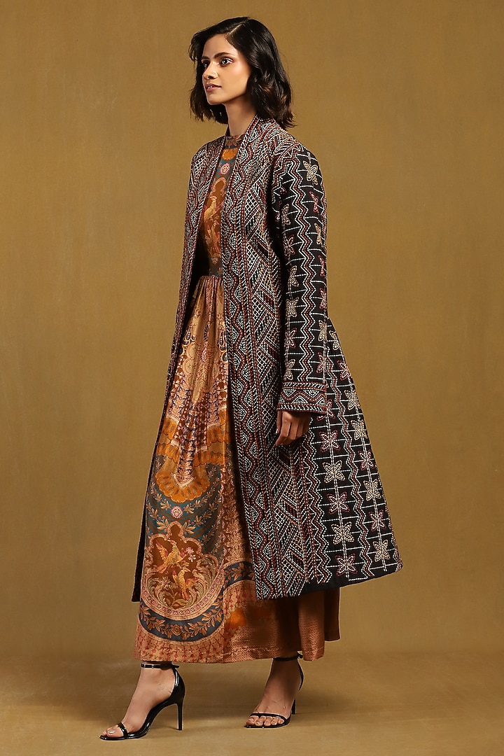 Black Silk Embroidered Jacket by Ritu Kumar at Pernia's Pop Up Shop