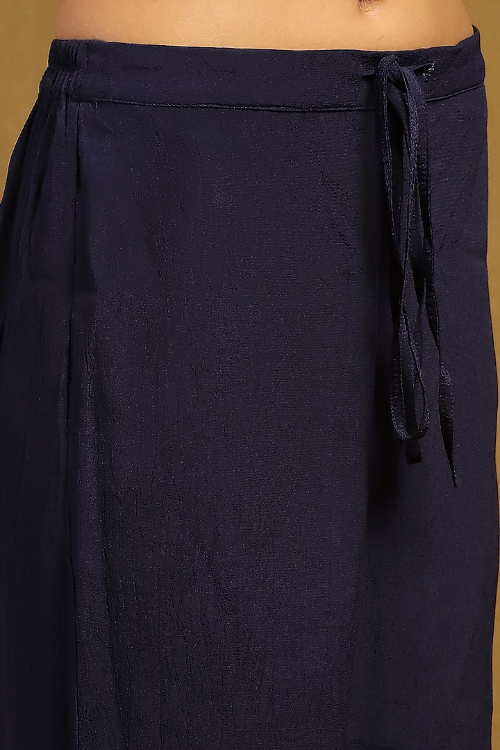 Blue Silk Velvet Kurta Set by Ritu Kumar at Pernia's Pop Up Shop