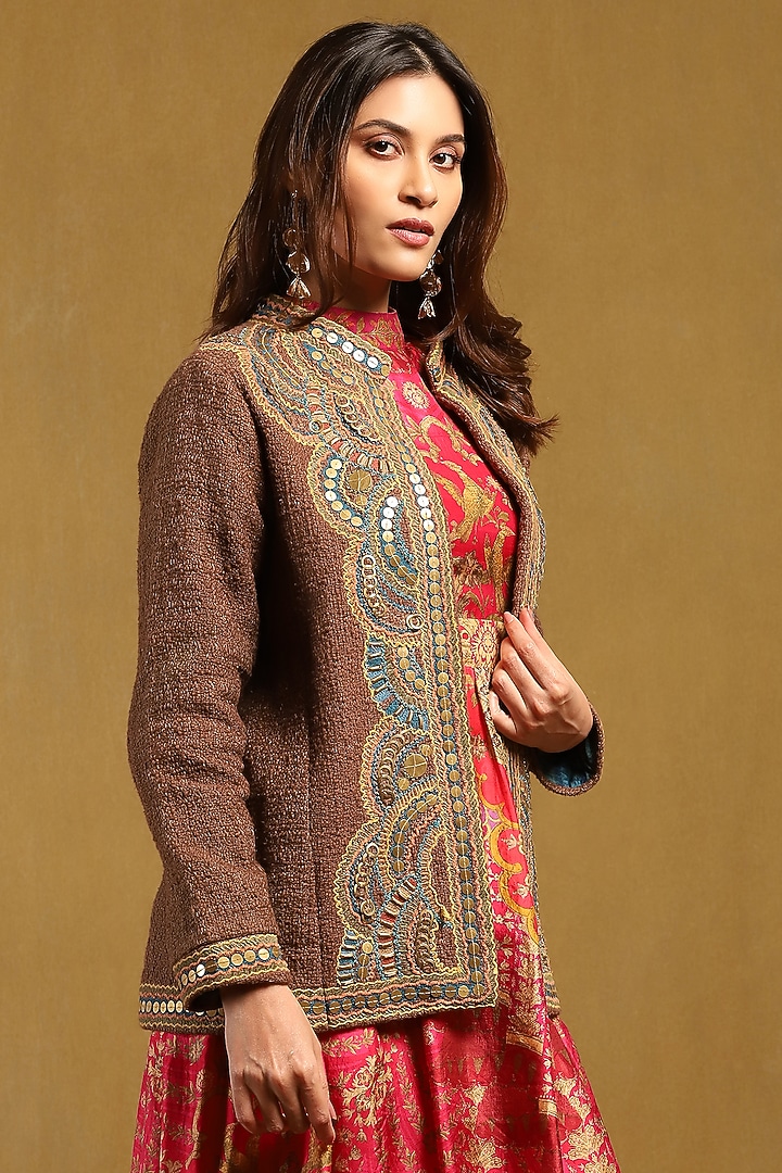 Brown Cotton Jacket by Ritu Kumar at Pernia's Pop Up Shop