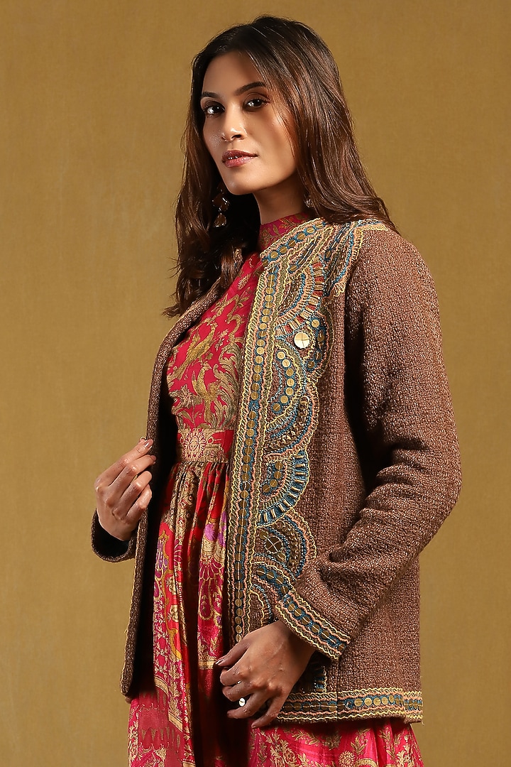 Brown Cotton Jacket by Ritu Kumar at Pernia's Pop Up Shop