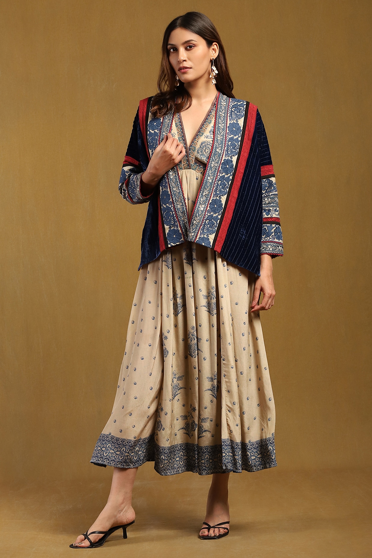 Blue Silk Velvet Jacket by Ritu Kumar at Pernia's Pop Up Shop 2025