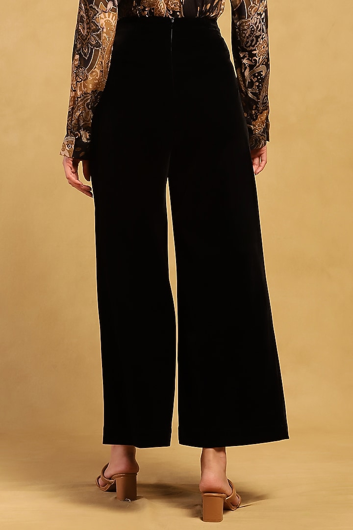 Black Viscose Velvet Pants by Ritu Kumar at Pernia's Pop Up Shop