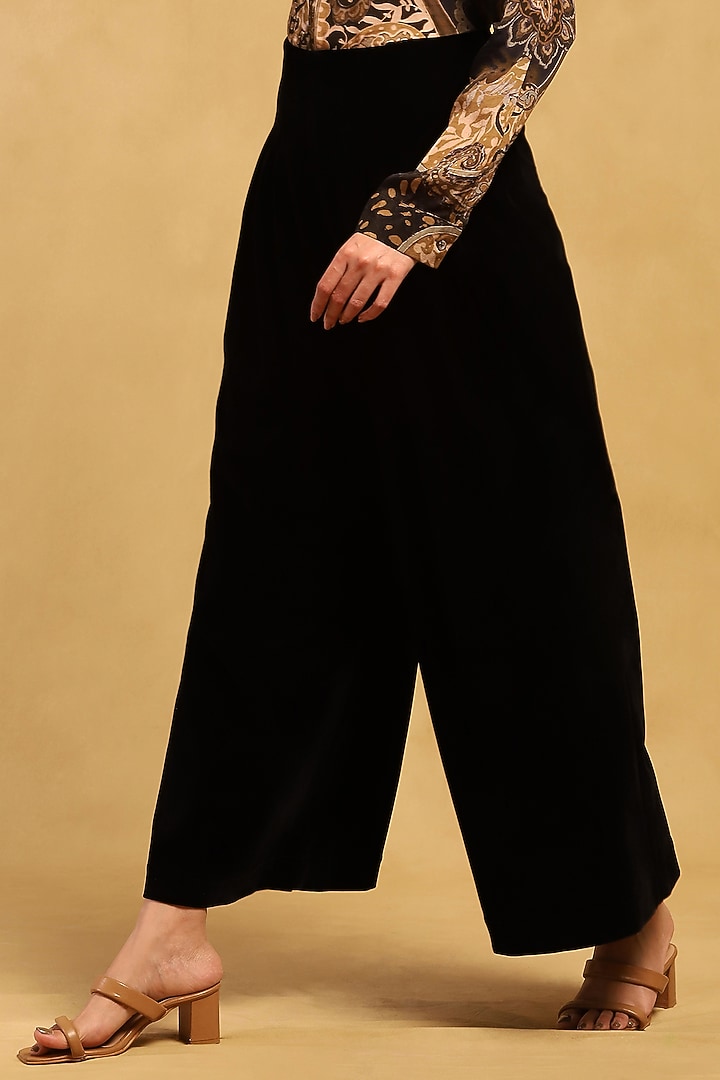 Black Viscose Velvet Pants by Ritu Kumar at Pernia's Pop Up Shop