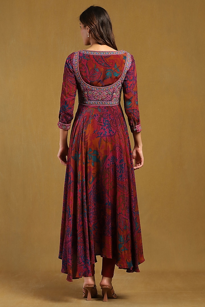Pink Viscose Crepe Paisley Printed Kurta Set by Ritu Kumar at Pernia's Pop Up Shop