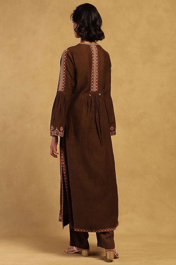 Brown Cotton Silk Kurta Set by Ritu Kumar at Pernia's Pop Up Shop