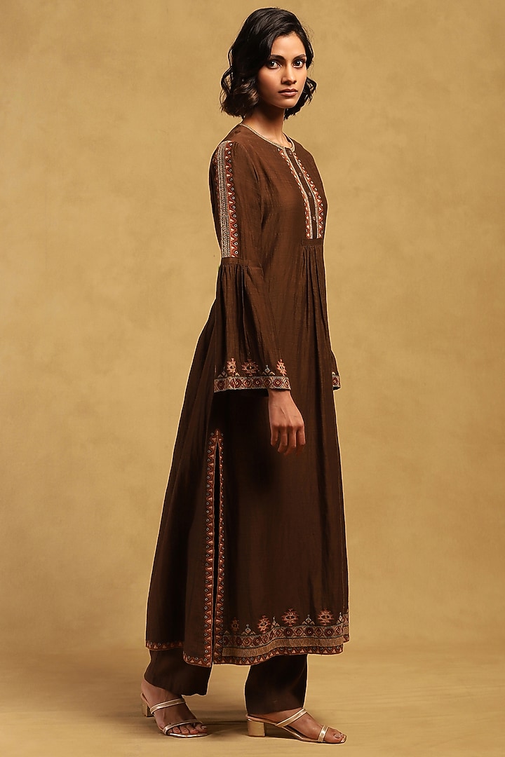 Brown Cotton Silk Kurta Set by Ritu Kumar at Pernia's Pop Up Shop