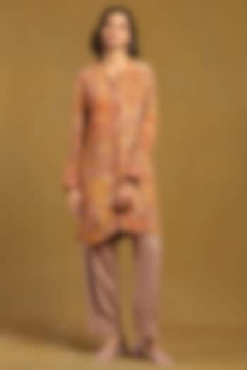 Beige Viscose Chiffon Floral Printed Shirt by Ritu Kumar at Pernia's Pop Up Shop