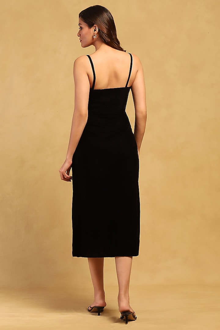 Black Silk Velvet Midi Summer Dress by Ritu Kumar at Pernia's Pop Up Shop