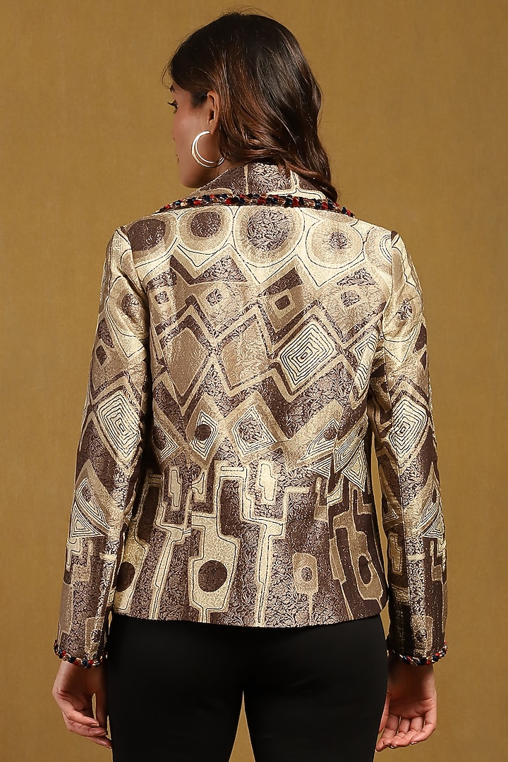 Black Viscose & Silk Abstract Printed Jacket by Ritu Kumar at Pernia's Pop Up Shop