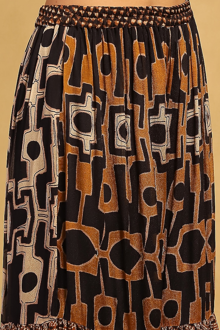 Brown Viscose Chiffon Geometric Printed Party Wear Sharara Set by Ritu Kumar at Pernia's Pop Up Shop