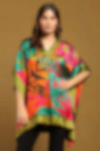 Multi-Colored Satin Botanical Printed Kaftan by Ritu Kumar at Pernia's Pop Up Shop