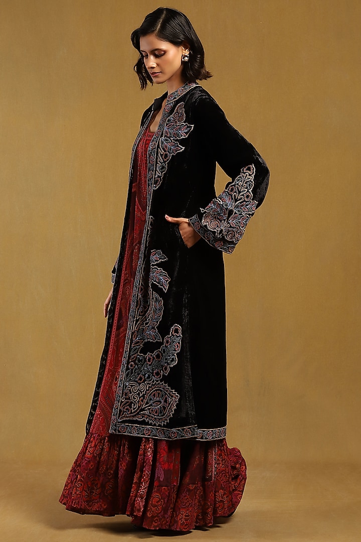 Black Silk Velvet Shrug by Ritu Kumar at Pernia's Pop Up Shop