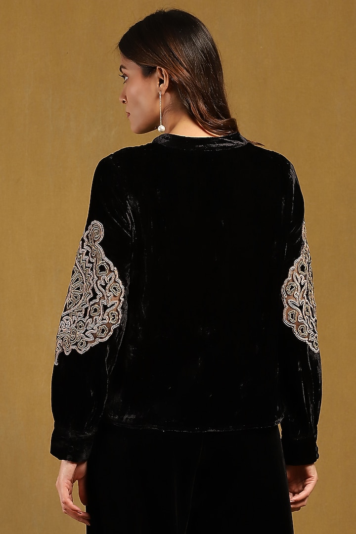 Black Silk Velvet Top by Ritu Kumar at Pernia's Pop Up Shop
