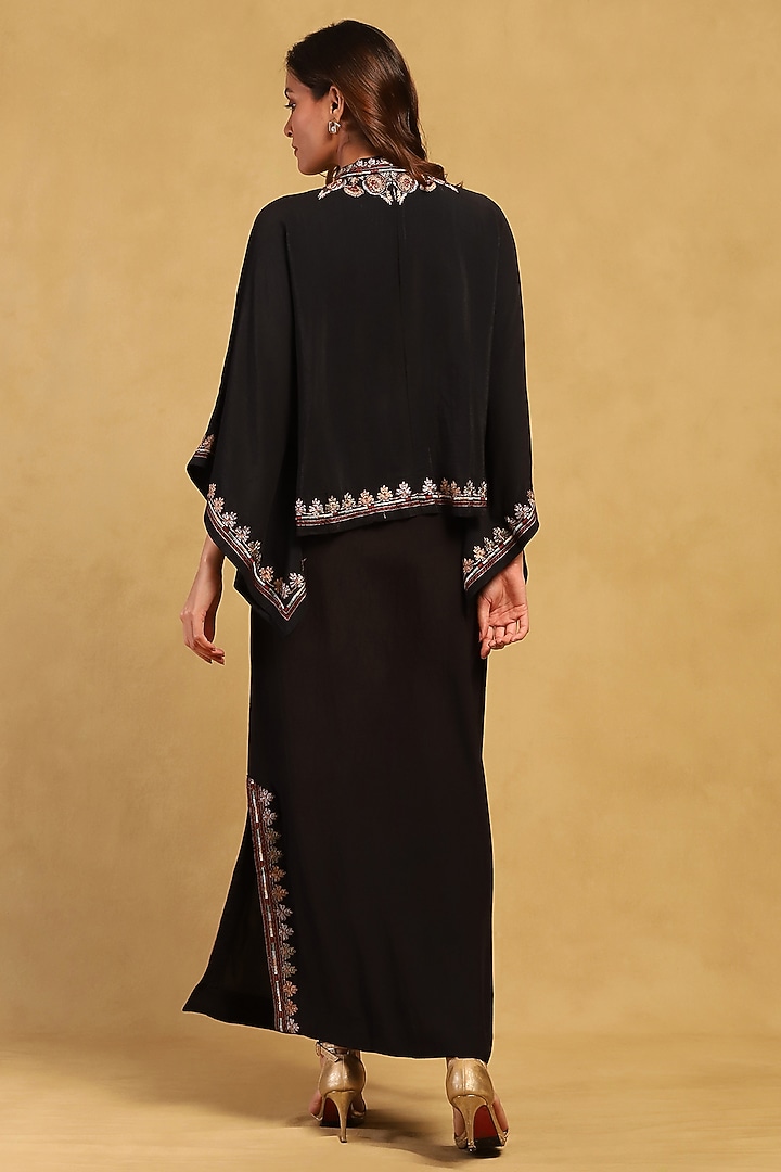 Black Viscose Crepe Skirt Set by Ritu Kumar at Pernia's Pop Up Shop