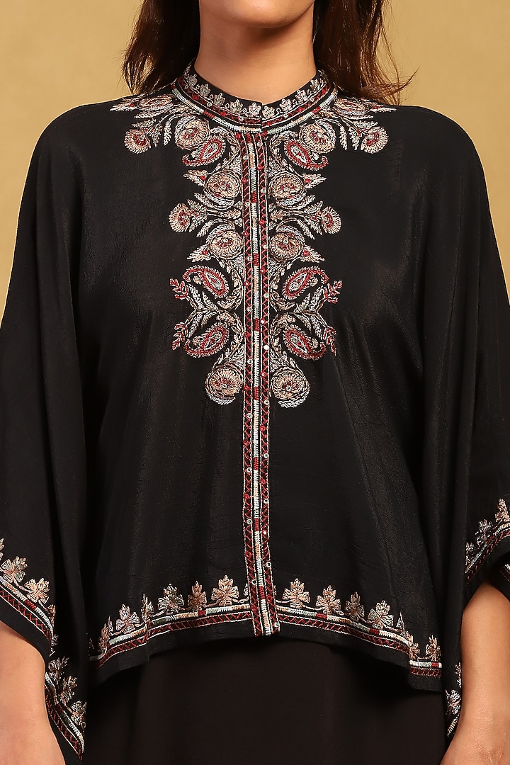 Black Viscose Crepe Skirt Set by Ritu Kumar at Pernia's Pop Up Shop