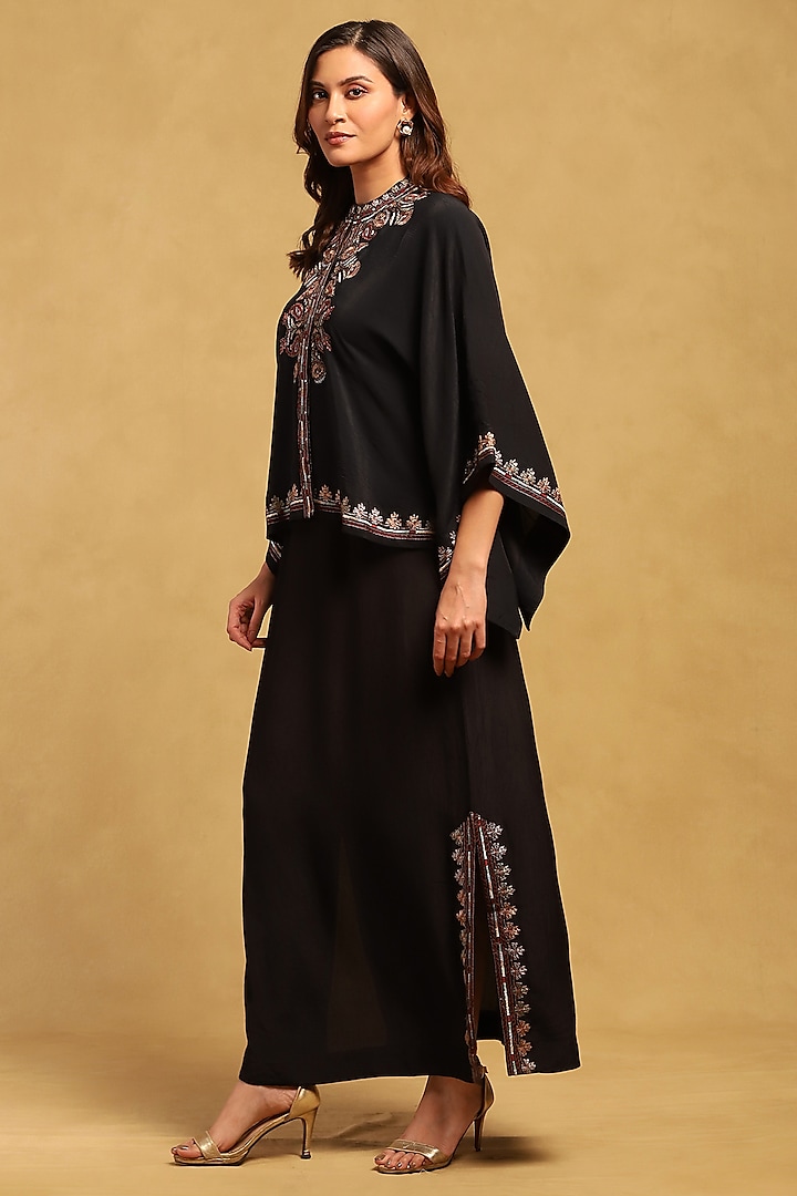 Black Viscose Crepe Skirt Set by Ritu Kumar at Pernia's Pop Up Shop