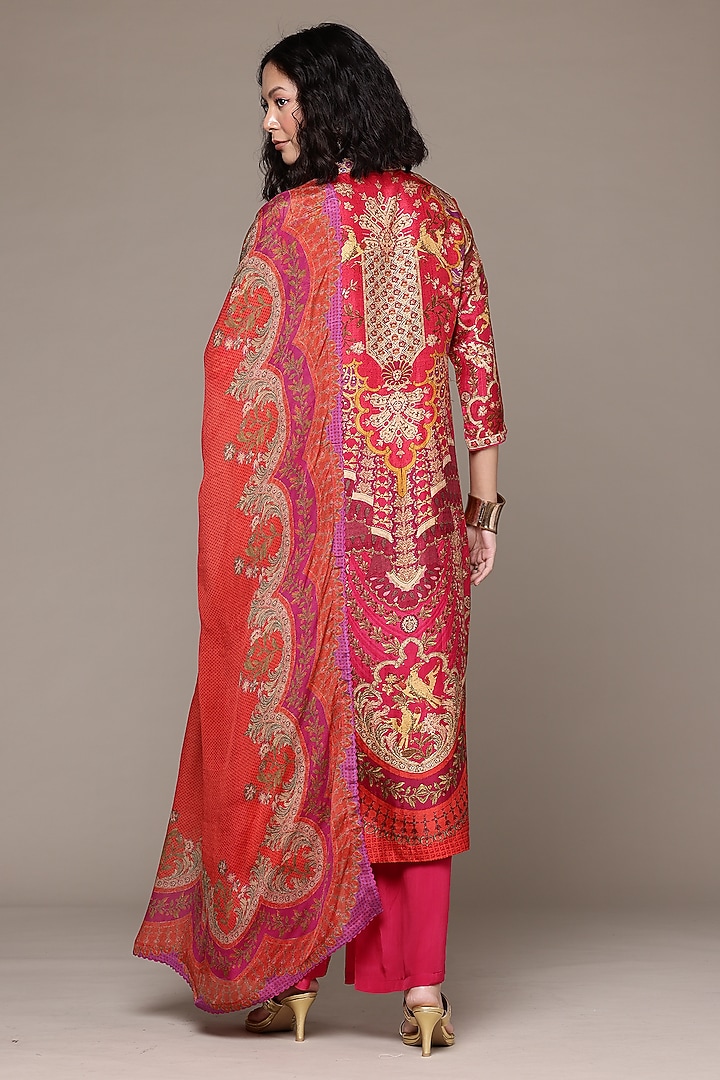 Fuchsia & Purple Murshidabad Silk Embroidered Kurta Set by Ritu Kumar at Pernia's Pop Up Shop