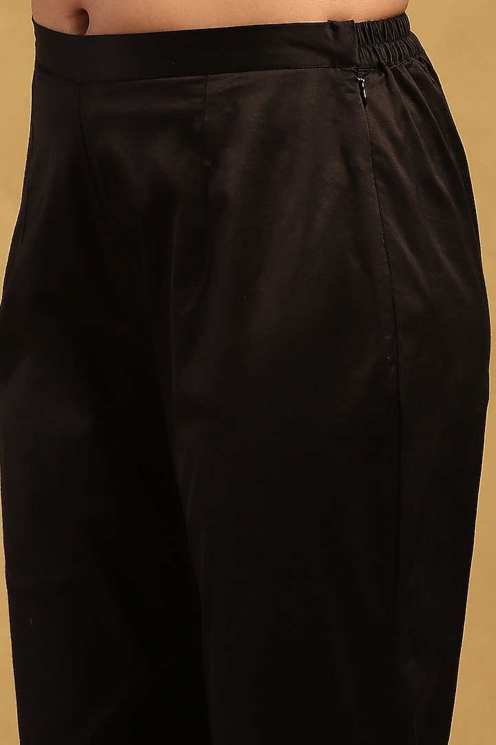 Black & Rust Silk Flat Dupion Embroidered Kurta Set by Ritu Kumar at Pernia's Pop Up Shop