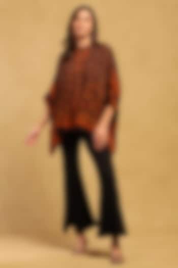 Black & Rust Silk Chinon Kurta by Ritu Kumar at Pernia's Pop Up Shop