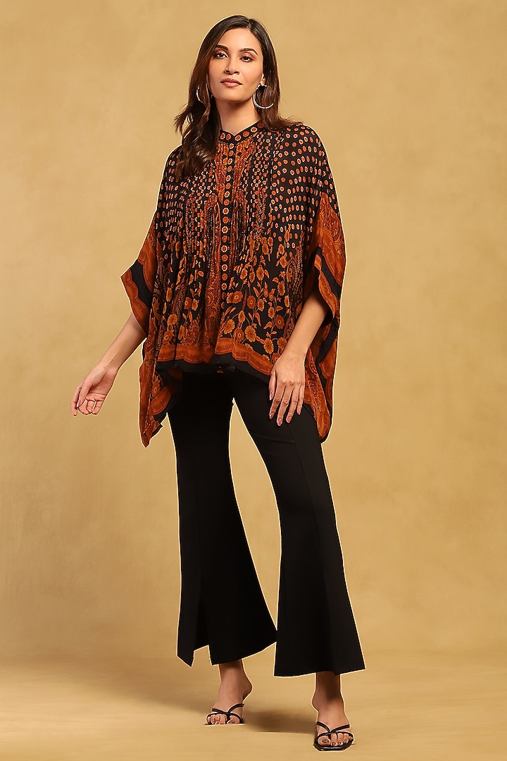 Black & Rust Silk Chinon Kurta by Ritu Kumar at Pernia's Pop Up Shop