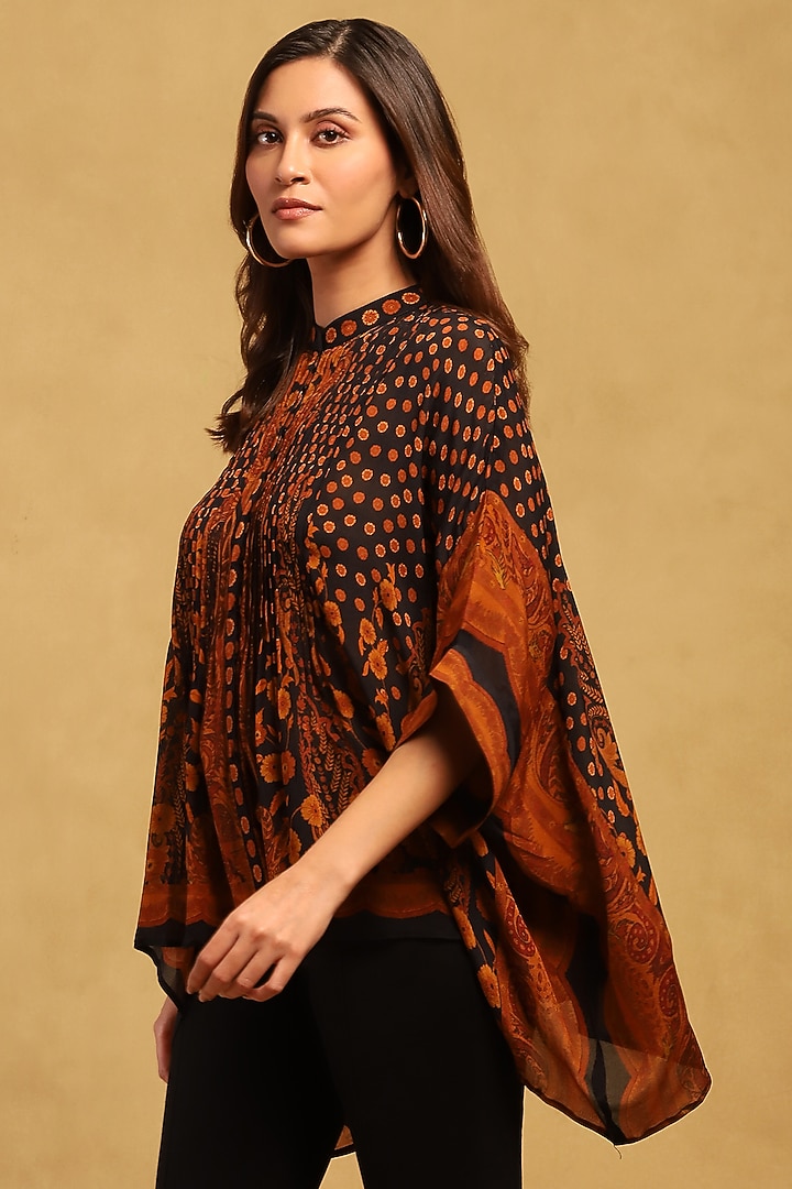 Black & Rust Silk Chinon Kurta by Ritu Kumar at Pernia's Pop Up Shop